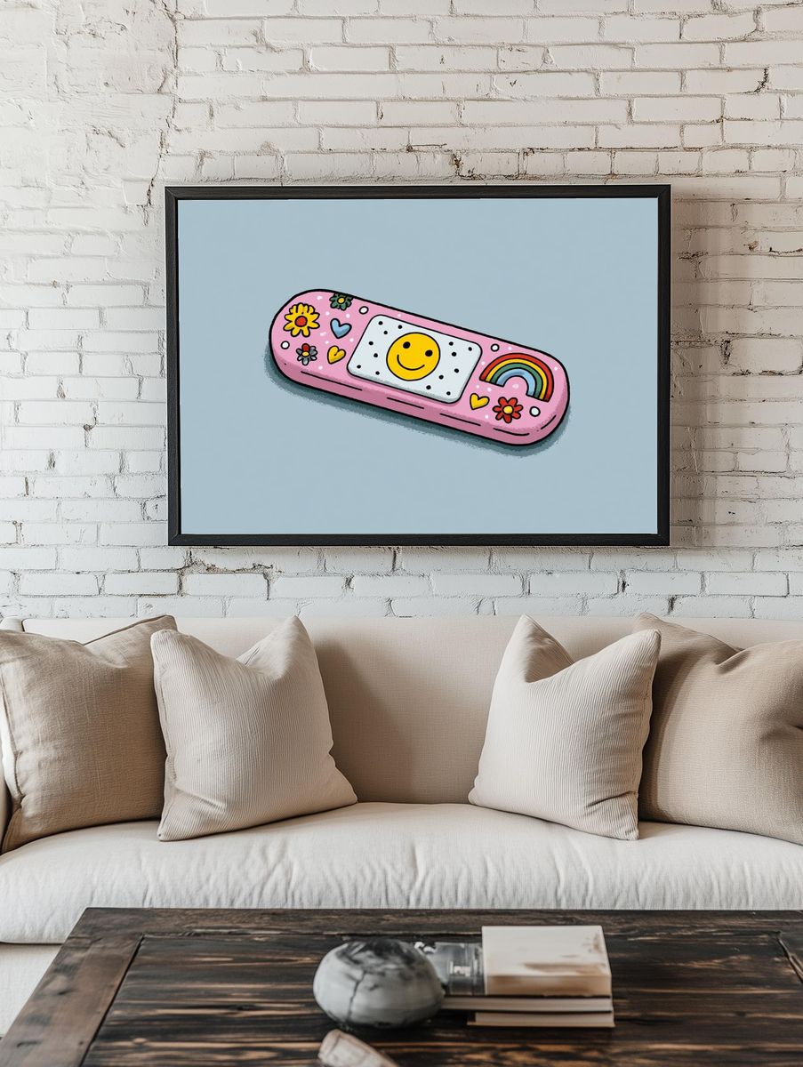 Cute Bandage Illustration Poster. — room view 1