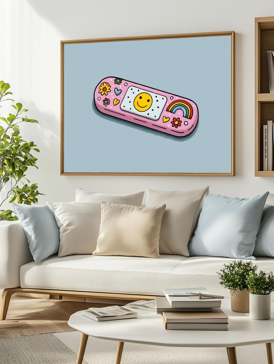 Cute Bandage Illustration Poster. — room view 2