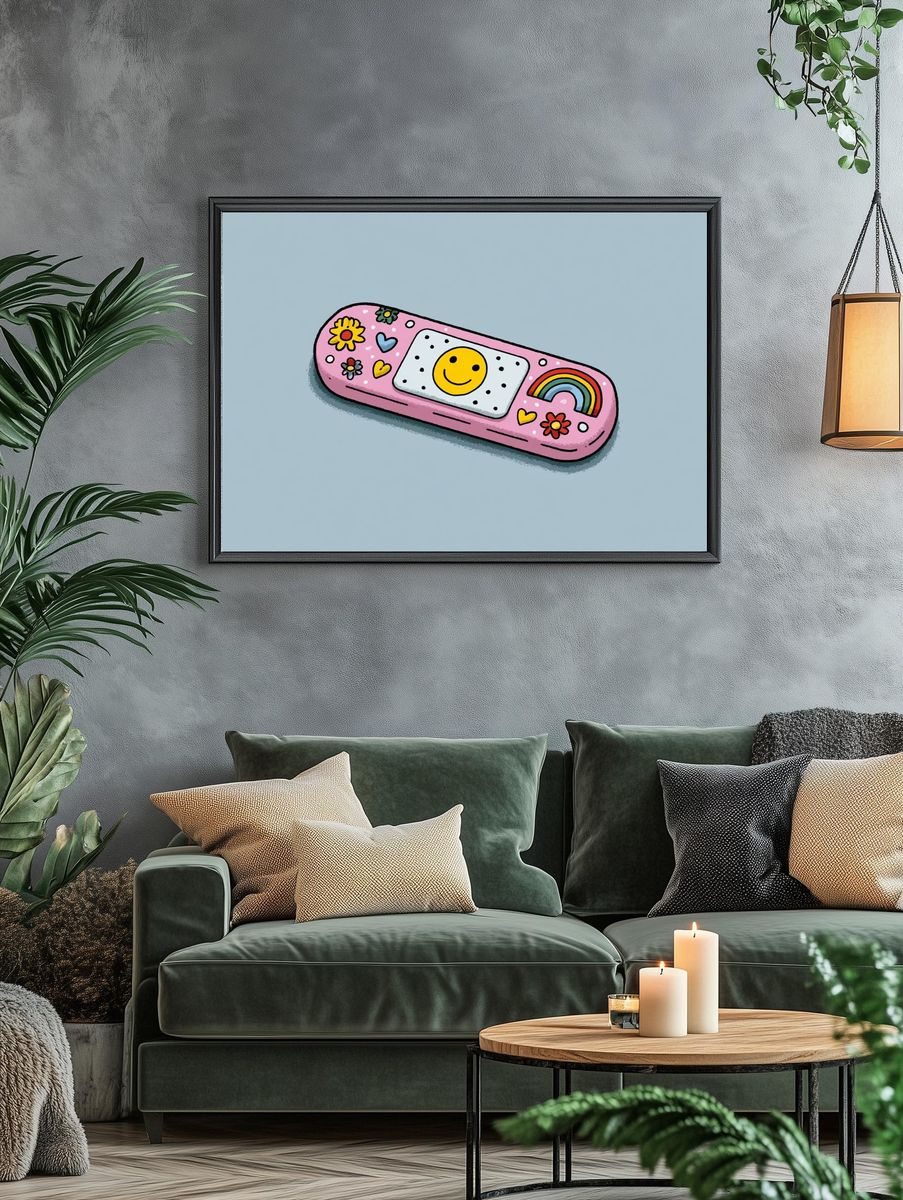 Cute Bandage Illustration Poster. — room view 4