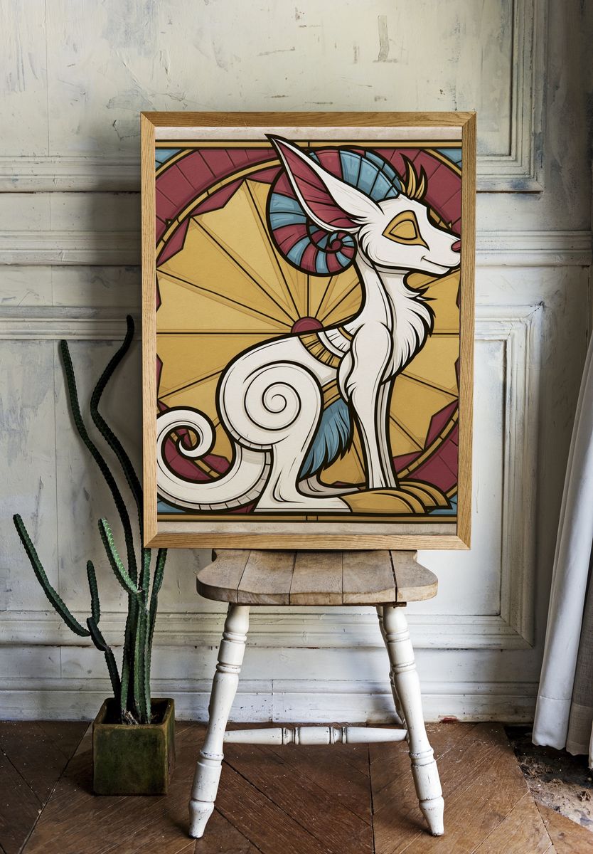 Stained Glass Dragon Poster. — room view 1