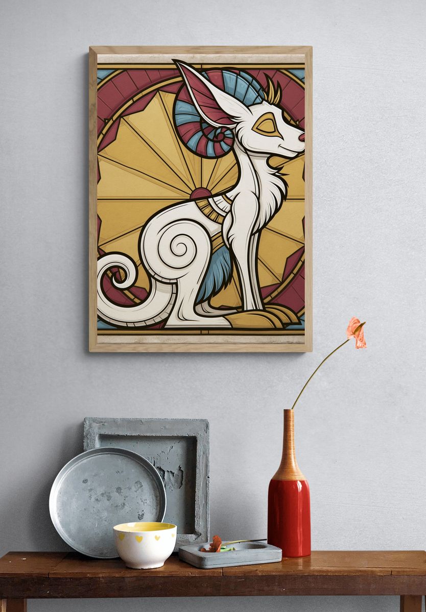 Stained Glass Dragon Poster. — room view 3