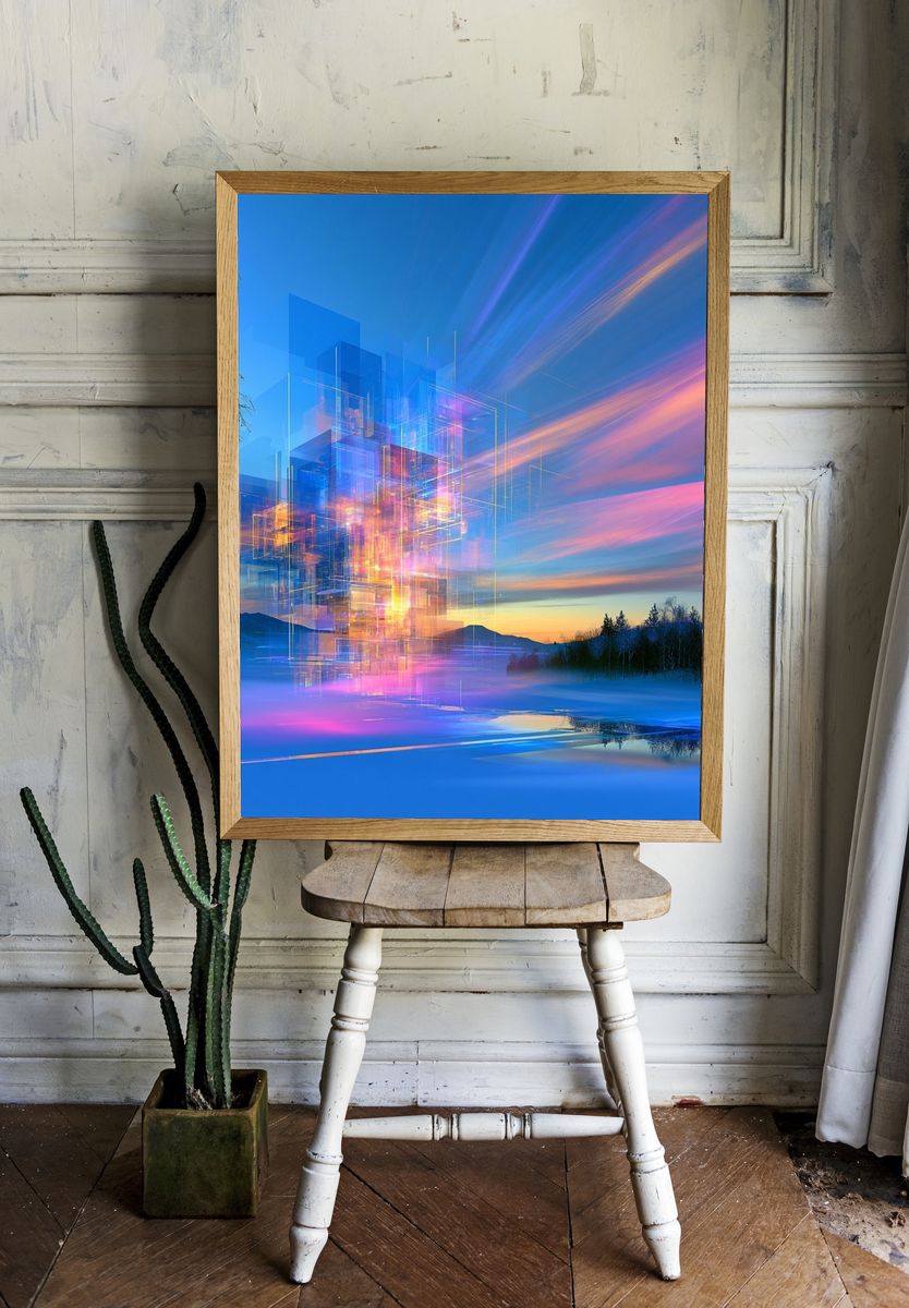 Aurora Glacier Abstract Print. room preview