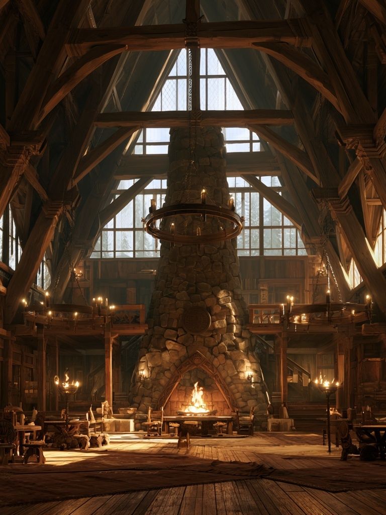 Medieval Great Hall Interior Poster. poster — illustration art