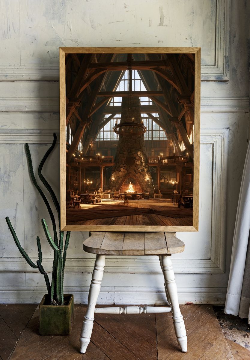 Medieval Great Hall Interior Poster. — room view 1