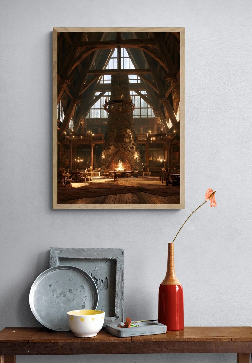 Medieval Great Hall Interior Poster. — room view 3