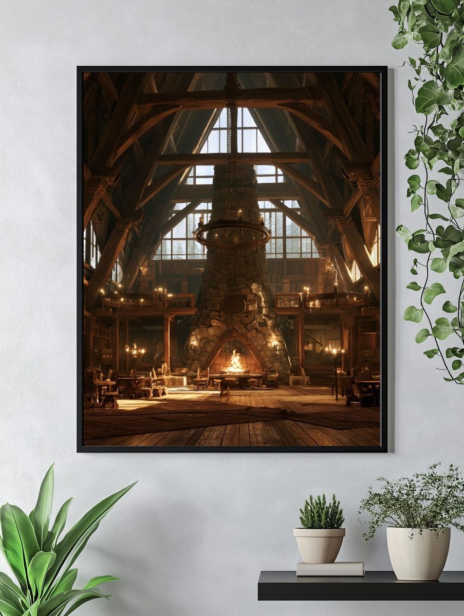 Medieval Great Hall Interior Poster. — room view 4