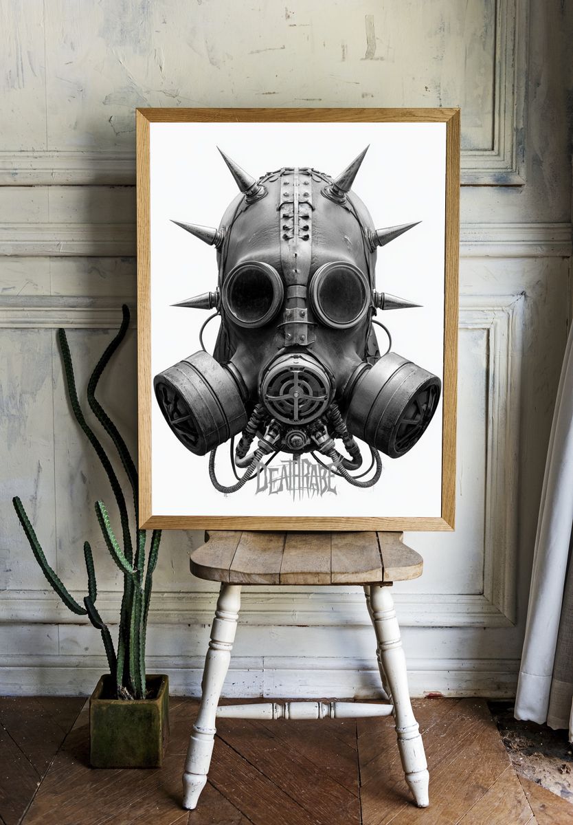 Deathrabe Gas Mask Illustration Poster. room preview