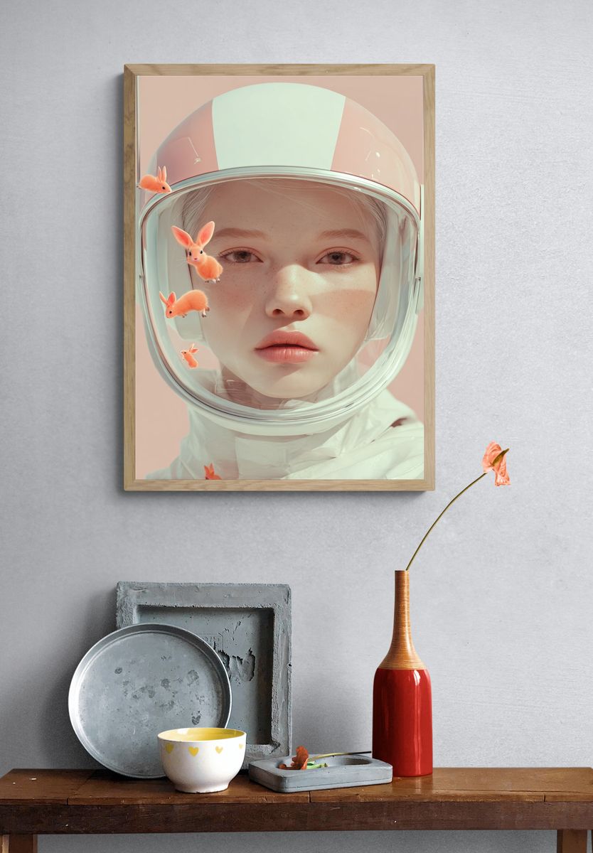 Astronaut Girl Surreal Print. — room view 3