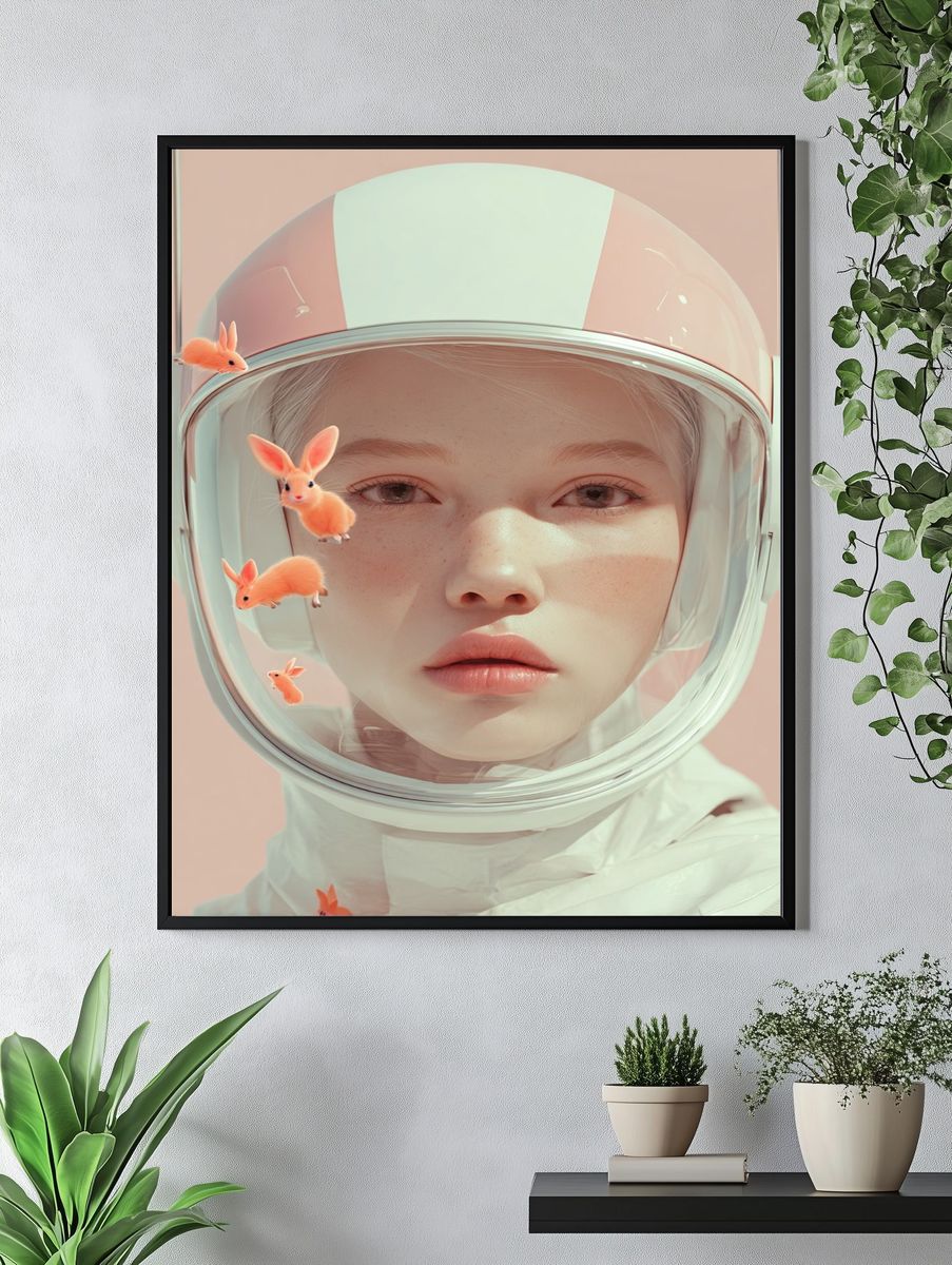 Astronaut Girl Surreal Print. — room view 4