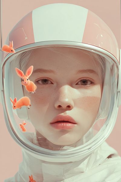 Astronaut Girl Surreal Print.