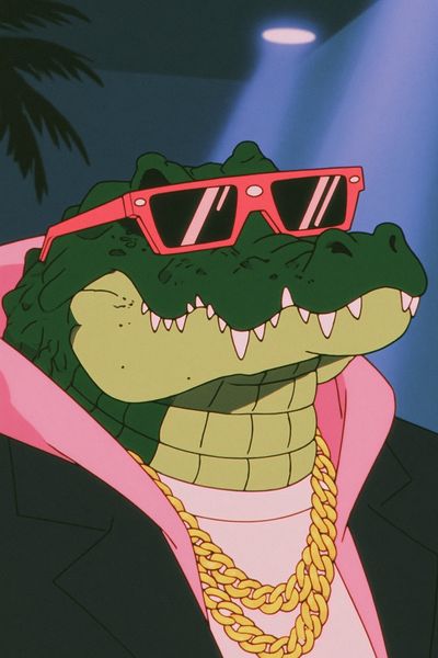 Crocodile in Shades Cartoon Poster.