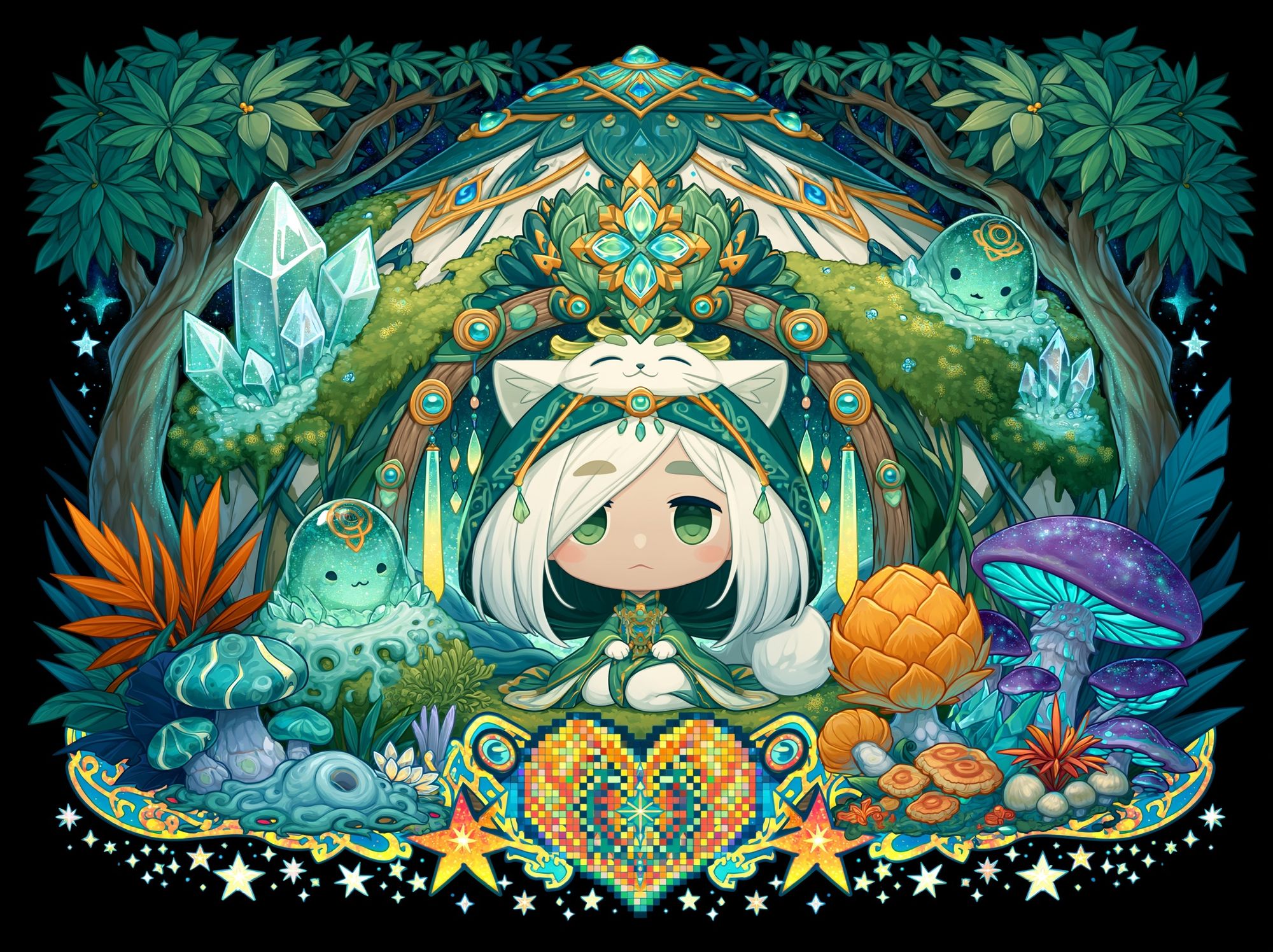Forest Spirit Chibi Illustration Poster. poster — illustration art