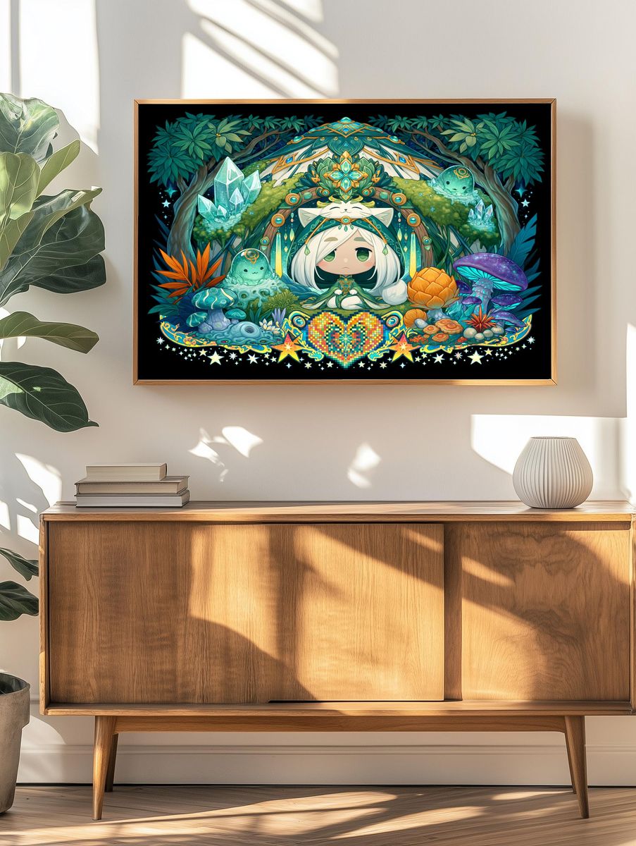 Forest Spirit Chibi Illustration Poster. — room view 3