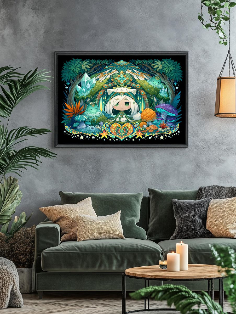 Forest Spirit Chibi Illustration Poster. — room view 4