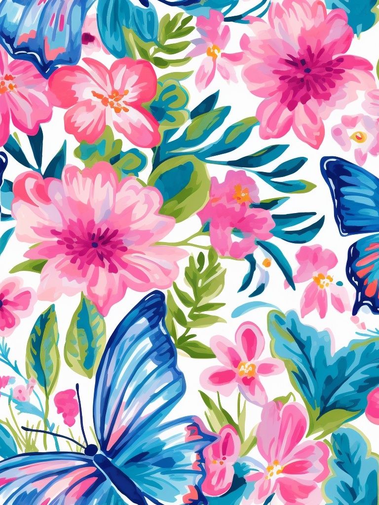 Tropical Butterfly Floral Illustration Poster. poster — illustration art