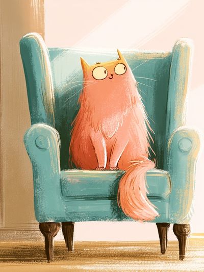 Cat in Armchair Illustration Poster.