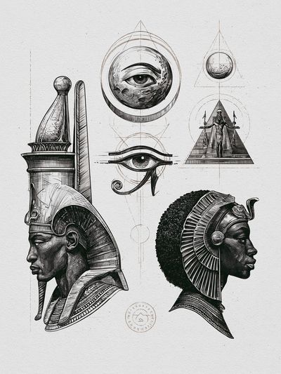 Egyptian Eye Study Illustration Poster.