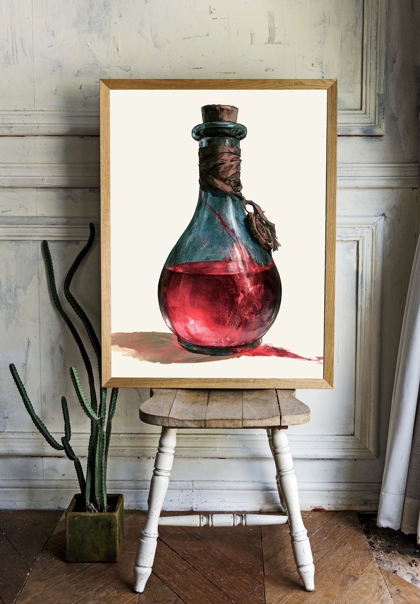 Mystic Potion Bottle Illustration Poster. room preview