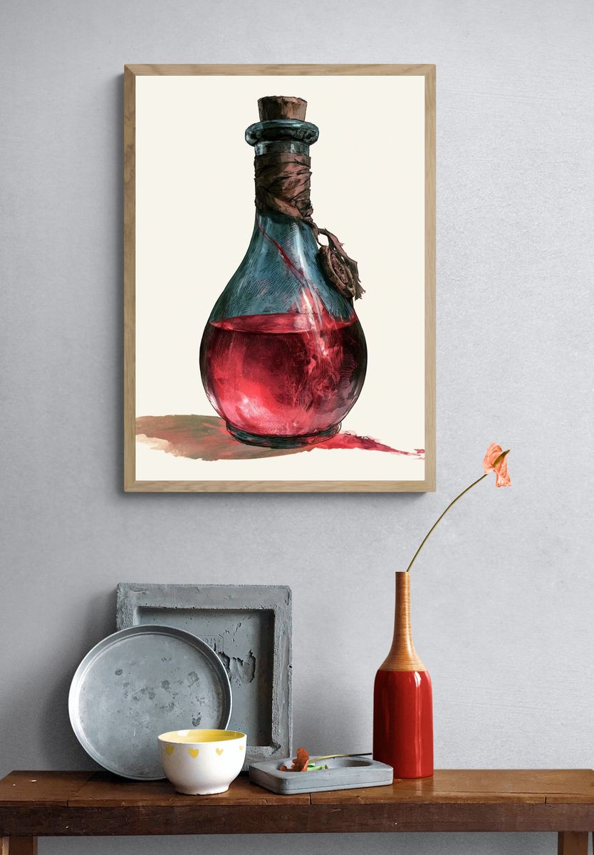 Mystic Potion Bottle Illustration Poster. — room view 3