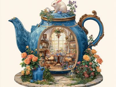 Enchanted Teapot Garden Illustration Poster. poster