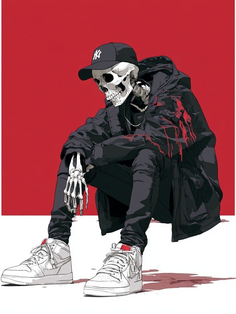 Skeleton Streetwear Digital Art Poster. poster detail