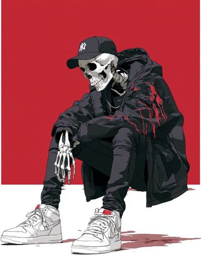 Skeleton Streetwear Digital Art Poster.