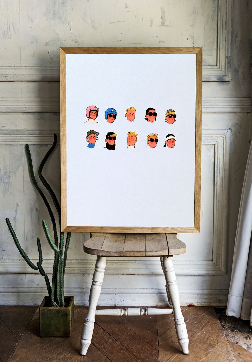 Pop Art Faces Illustration Poster. — room view 1