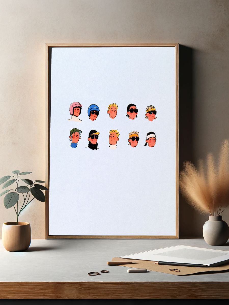 Pop Art Faces Illustration Poster. — room view 2