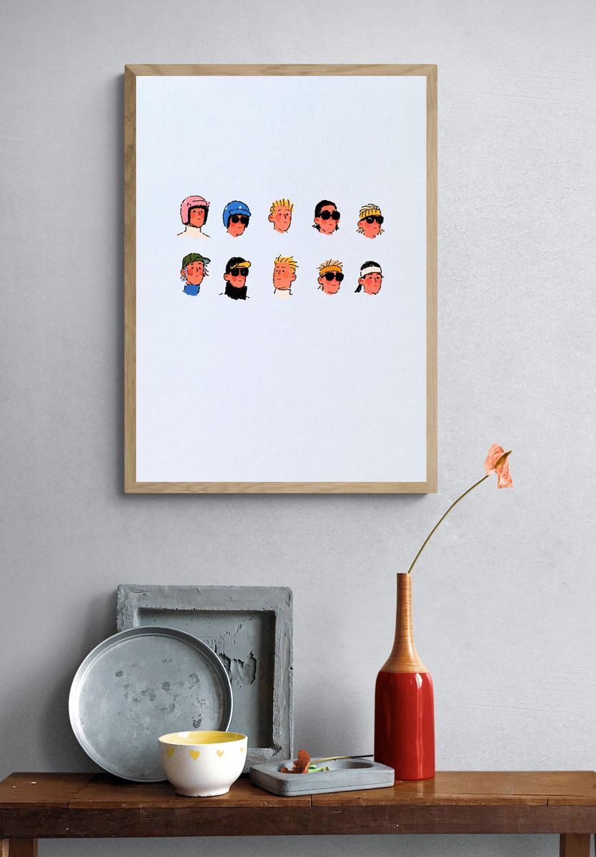 Pop Art Faces Illustration Poster. — room view 3
