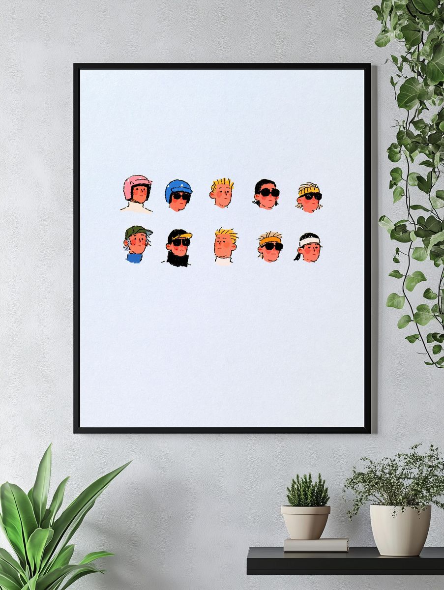 Pop Art Faces Illustration Poster. — room view 4