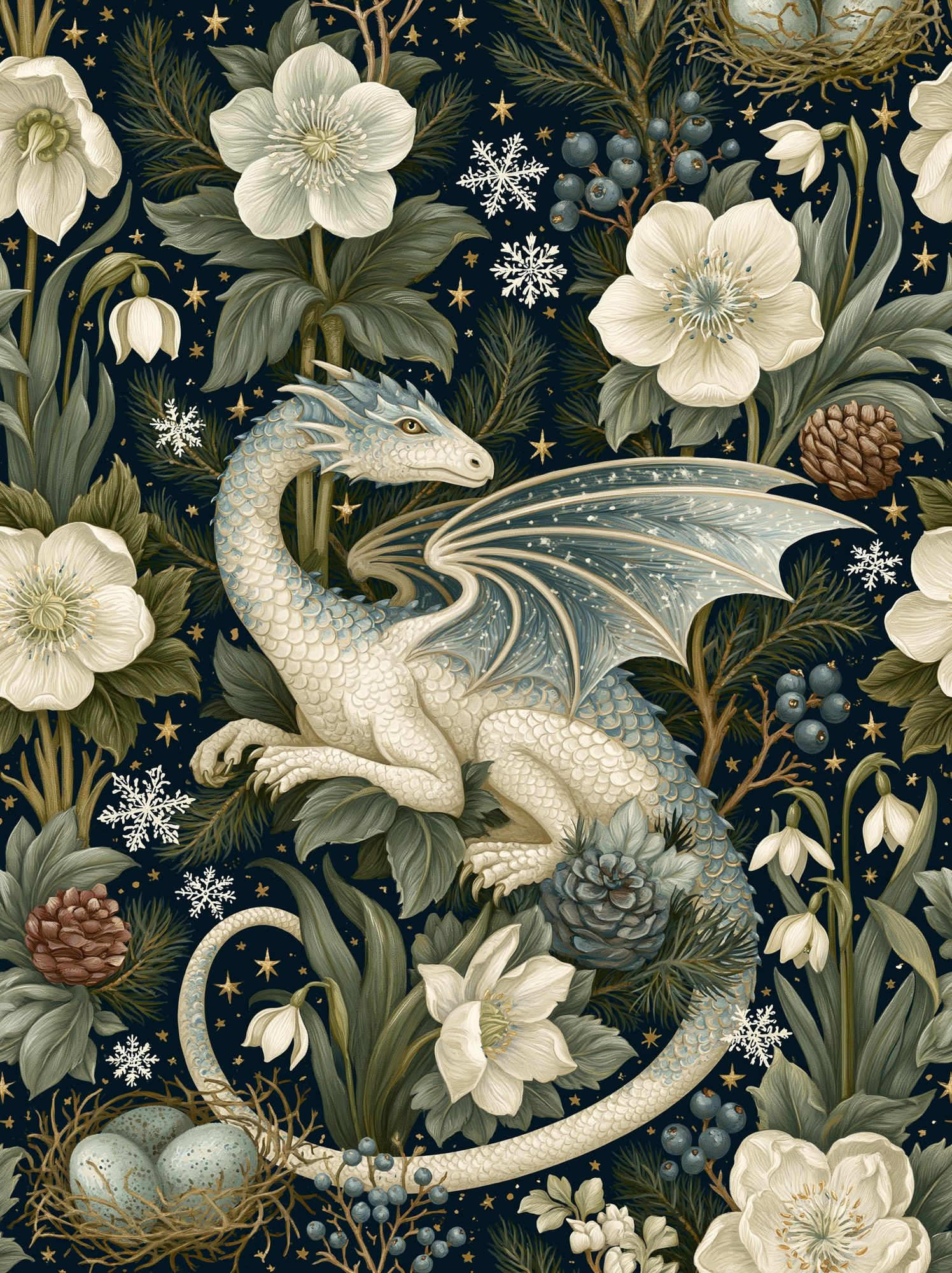 Celestial Dragon Botanical Print. poster — illustration art