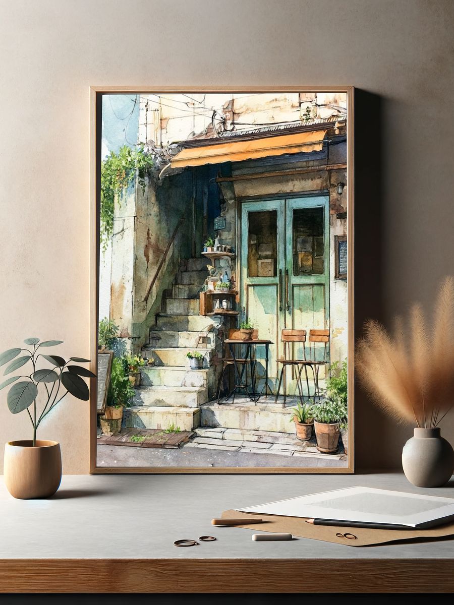 Marble Heart Sculpture Print. — room view 2