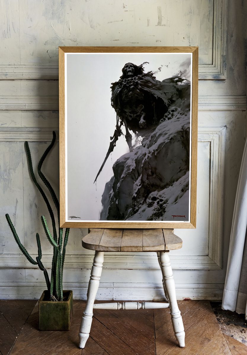 Grim Reaper Skull Illustration Poster. — room view 1