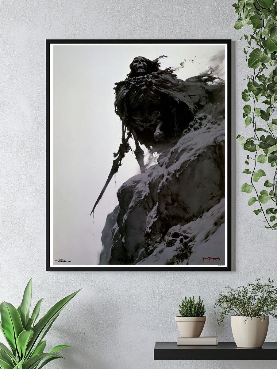 Grim Reaper Skull Illustration Poster. — room view 4