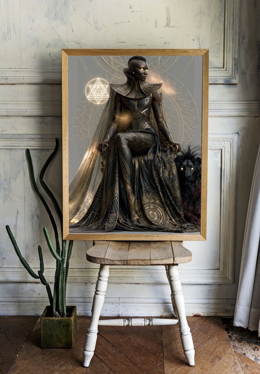 Celestial Queen Fantasy Illustration Poster. — room view 1