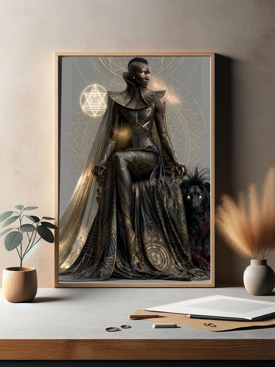 Celestial Queen Fantasy Illustration Poster. — room view 2
