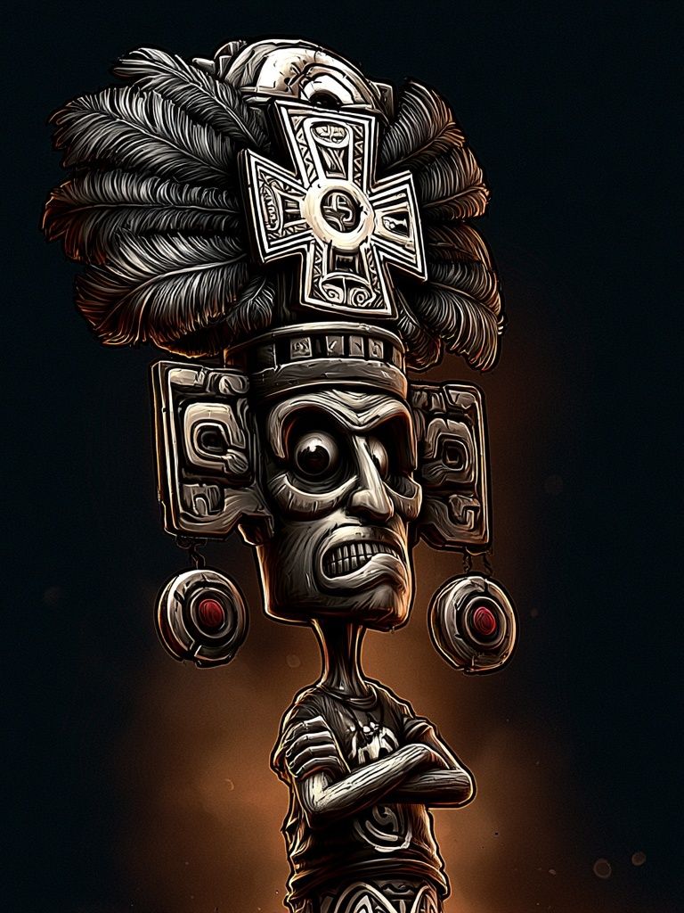 Aztec Warrior Illustration Poster. poster detail