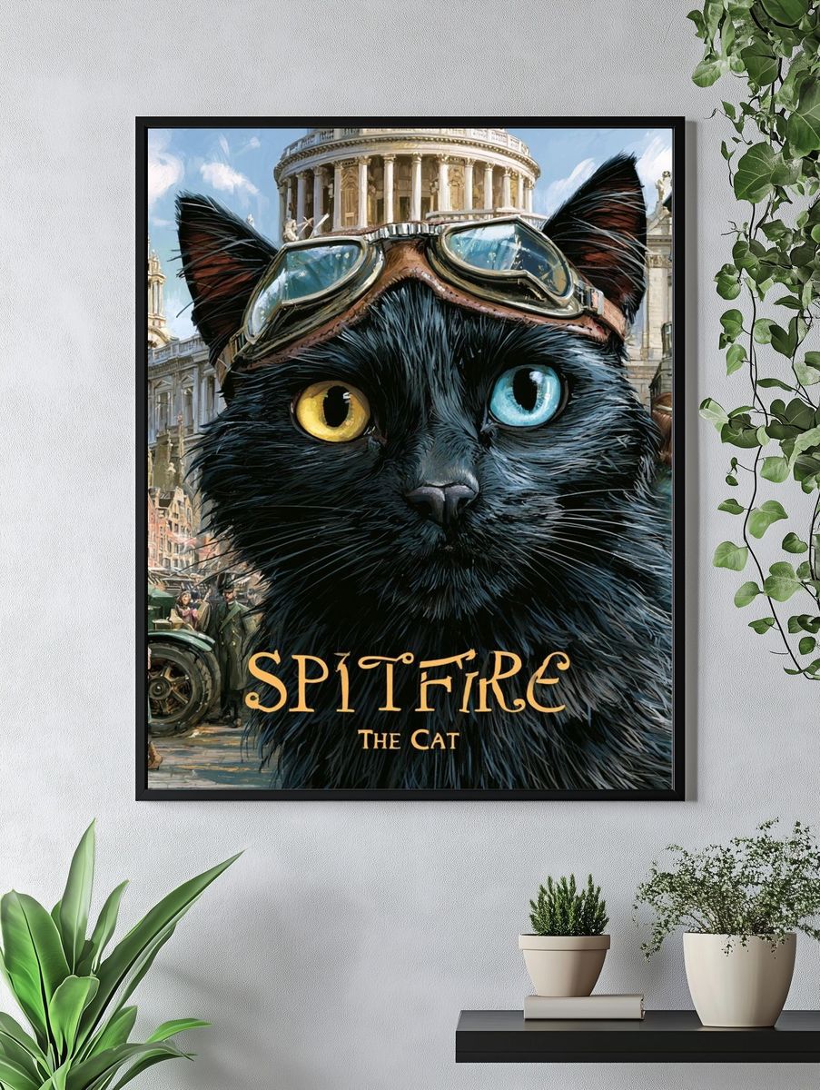 Spitfire the Cat Illustration Poster. — room view 4