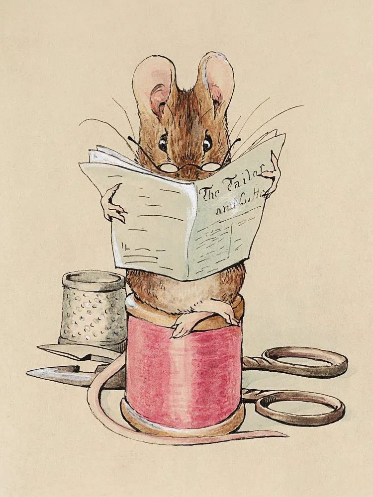 Tailor Mouse (1902) watercolor art. poster — illustration art