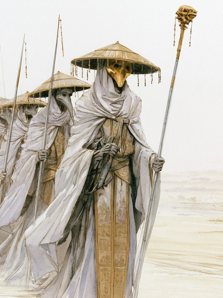 Masked Desert Procession Illustration Poster. poster — illustration art
