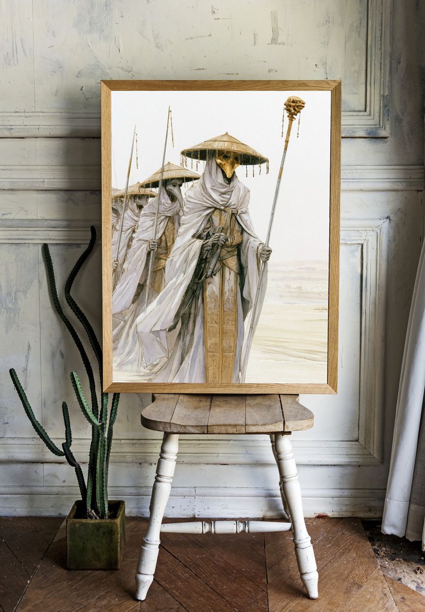 Masked Desert Procession Illustration Poster. room preview