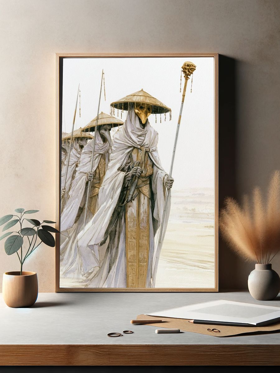 Masked Desert Procession Illustration Poster. — room view 2