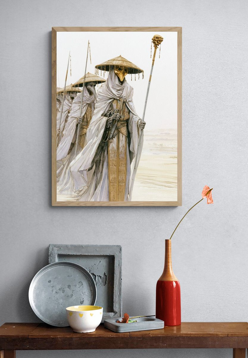 Masked Desert Procession Illustration Poster. — room view 3