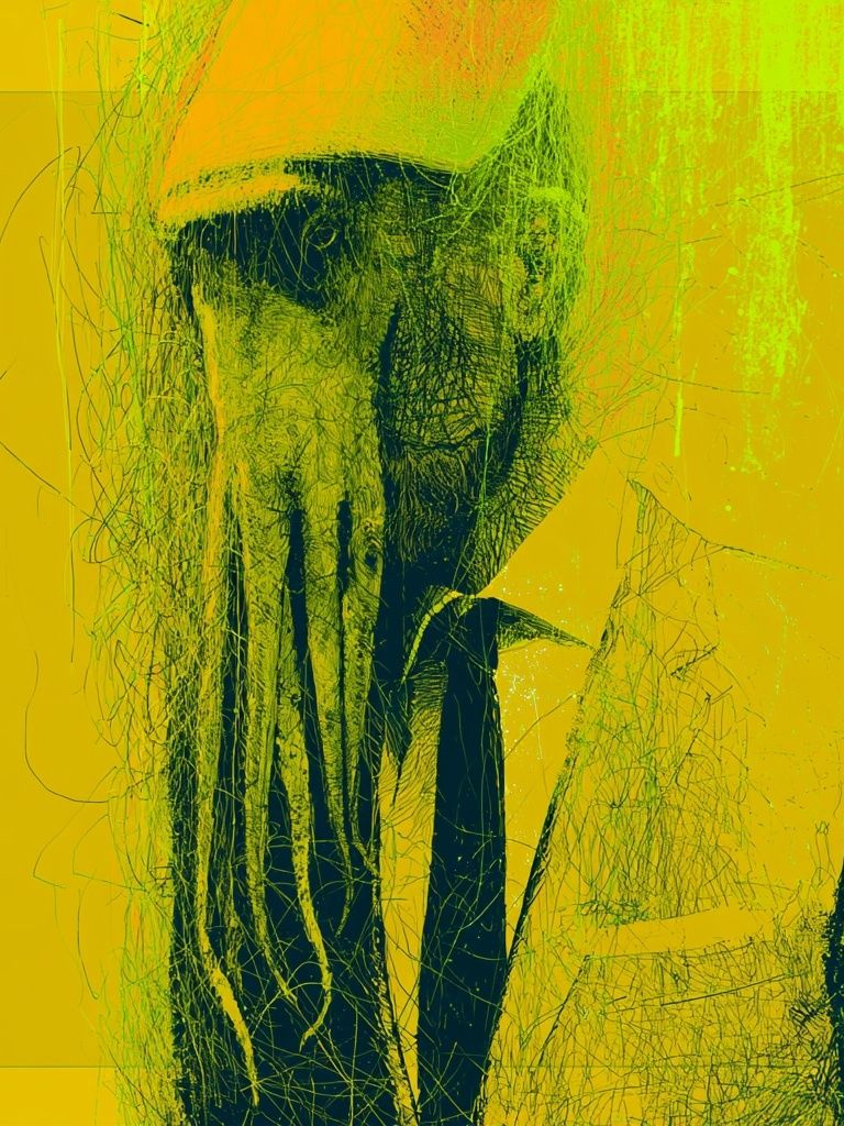 Neon Skull Abstract Print. poster detail