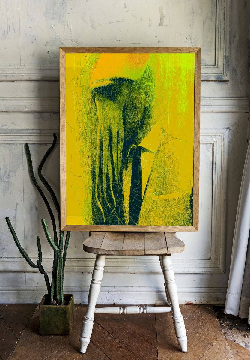 Neon Skull Abstract Print. — room view 1
