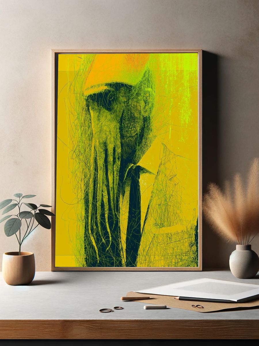 Neon Skull Abstract Print. — room view 2
