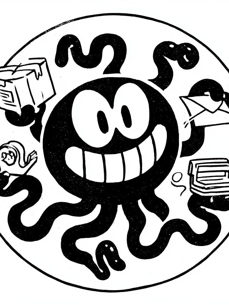 Smiling Octopus Cartoon Print. poster detail