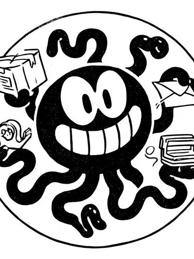 Smiling Octopus Cartoon Print.