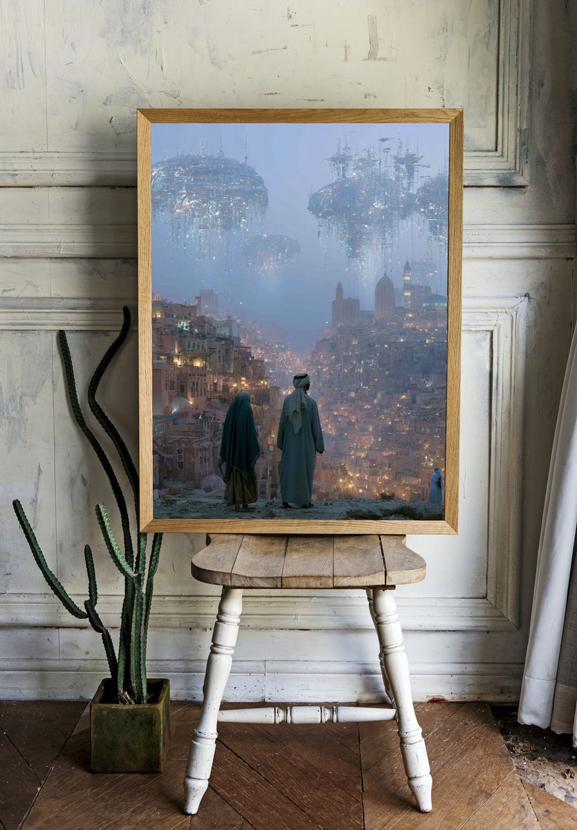 Futuristic Cityscape — Surreal Print. room preview