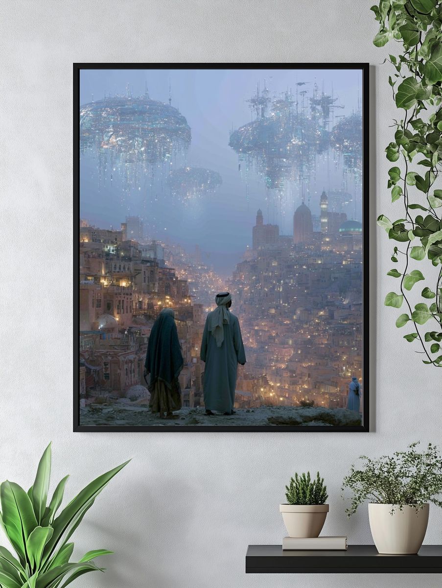 Futuristic Cityscape — Surreal Print. — room view 4